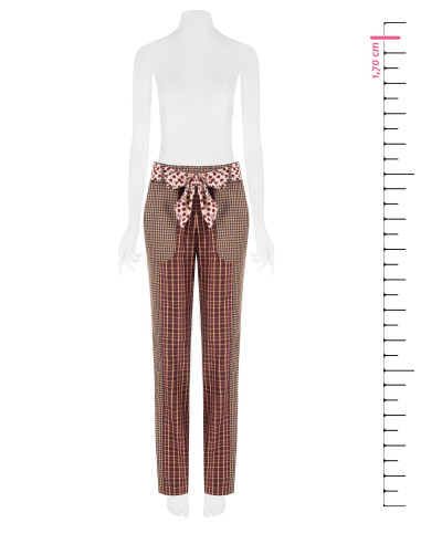 Pantalon droit style patchwork en viscose mélangée avec foulard logotypé à la taille Rinascimento
