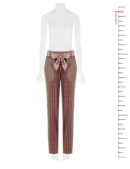 Pantalon droit style patchwork en viscose mélangée avec foulard logotypé à la taille Rinascimento