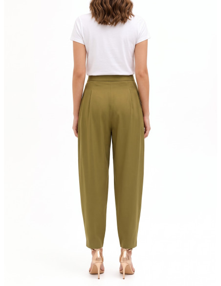 Pantalon balloon en mélange de viscose avec double pince Rinascimento