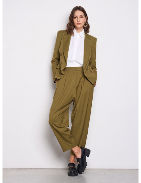 Pantalon balloon en mélange de viscose avec double pince Rinascimento
