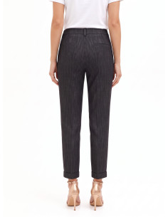 Pantalon cigarette en denim à revers Rinascimento 2