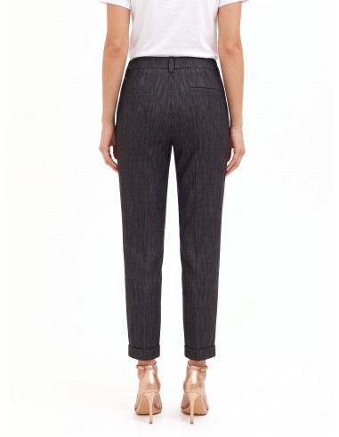 Pantalon cigarette en denim à revers Rinascimento