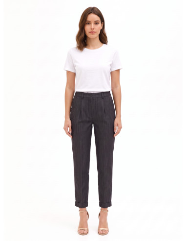 Pantalon cigarette en denim à revers Rinascimento