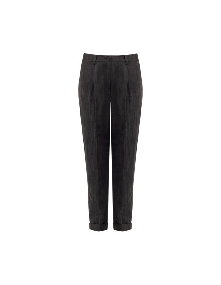 Pantalon cigarette en denim à revers Rinascimento