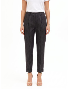 Pantalon cigarette en denim à revers Rinascimento
