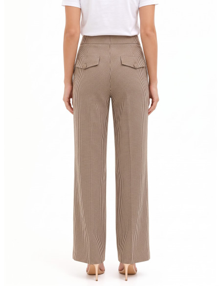 Pantalon palazzo à petits carreaux avec poches Rinascimento