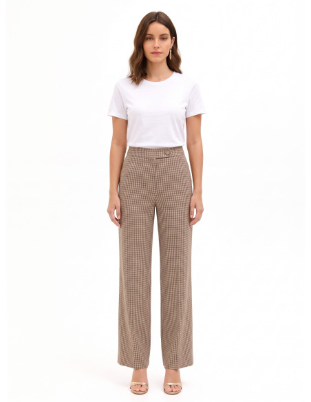 Pantalon palazzo à petits carreaux avec poches Rinascimento