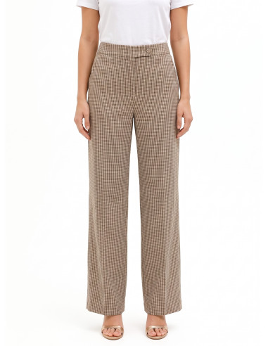 Pantalon palazzo à petits carreaux avec poches Rinascimento