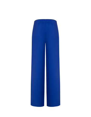 Pantalon palazzo en tissu cady avec plis et boutons ton sur ton Rinascimento