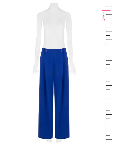 Pantalon palazzo en tissu cady avec plis et boutons ton sur ton Rinascimento