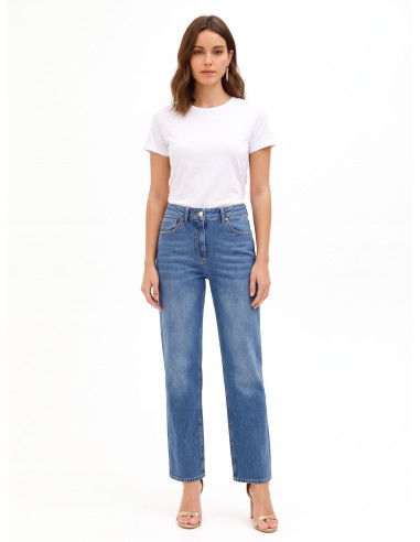 Straight jeans met logolabel op de achterzak Rinascimento