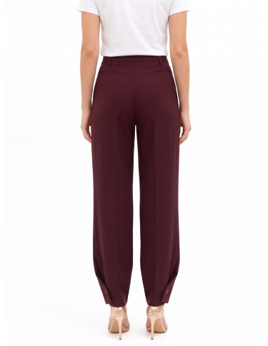 Pantalon large en polyviscose avec bouton aux chevilles et pli à l’arrière Rinascimento