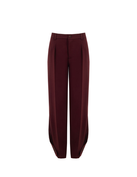 Pantalon large en polyviscose avec bouton aux chevilles et pli à l’arrière Rinascimento
