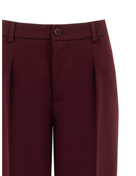 Wijde broek van viscosemix met knoop bij de enkels en plooi aan de achterkant Rinascimento