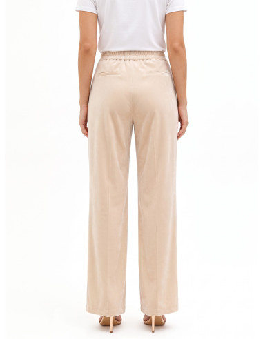 Pantalon palazzo en tissu velours avec double pli creux et poches Rinascimento