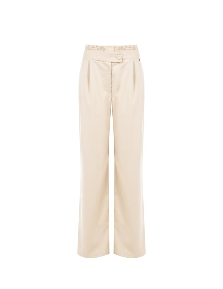 Pantalon palazzo en tissu velours avec double pli creux et poches Rinascimento