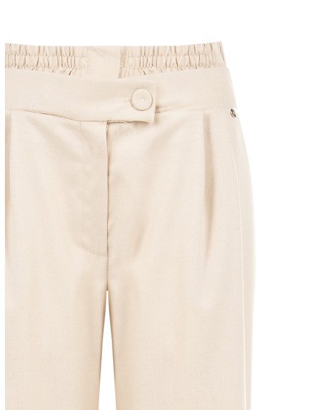 Pantalon palazzo en tissu velours avec double pli creux et poches Rinascimento