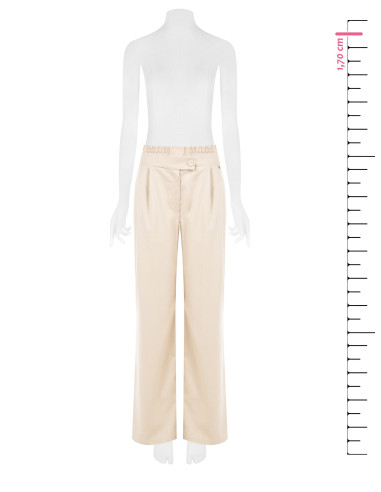 Pantalon palazzo en tissu velours avec double pli creux et poches Rinascimento