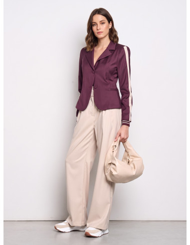 Pantalon palazzo en tissu velours avec double pli creux et poches Rinascimento