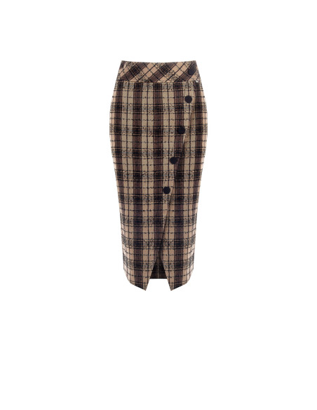 Jupe crayon croisée en tweed avec boutons Rinascimento