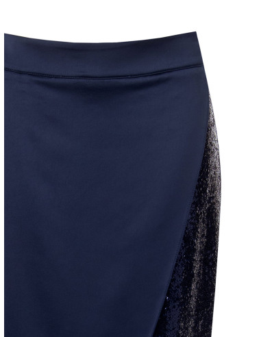 Jupe portefeuille en satin avec détail en paillettes Rinascimento