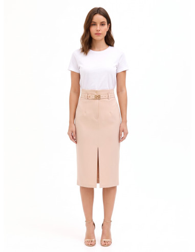 Jupe crayon avec ceinture rigide assortie et fente frontale Rinascimento