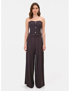 Pantalon palazzo en tissu cady à rayures multiples Rinascimento 2