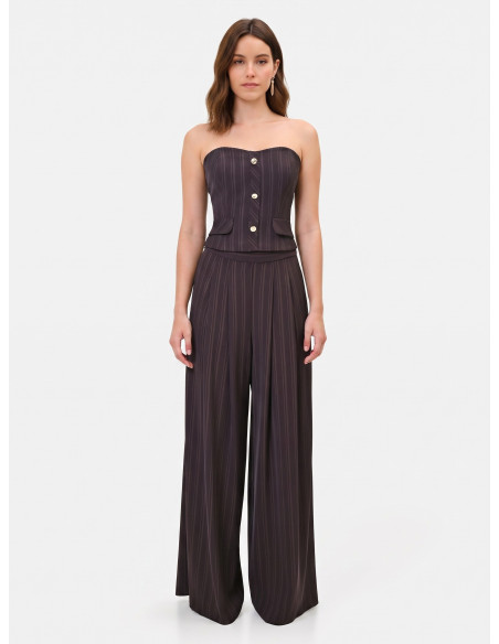 Pantalon palazzo en tissu cady à rayures multiples Rinascimento