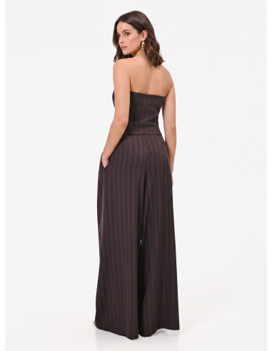 Pantalon palazzo en tissu cady à rayures multiples Rinascimento