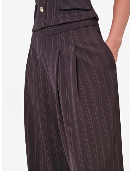 Pantalon palazzo en tissu cady à rayures multiples Rinascimento