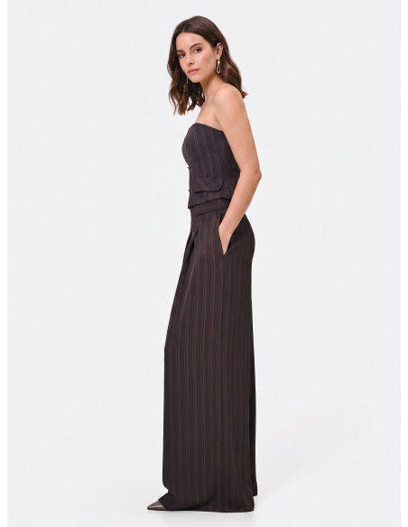 Pantalon palazzo en tissu cady à rayures multiples Rinascimento