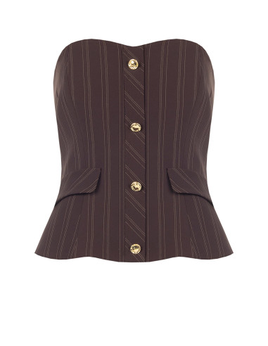Gestreepte bandeautop in corsetstijl met gouden knopen van Rinascimento