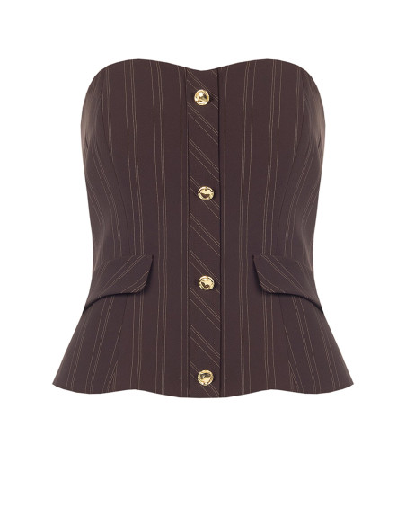 Gestreepte bandeautop in corsetstijl met gouden knopen van Rinascimento
