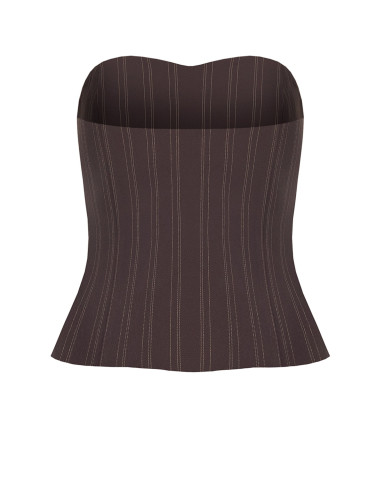 Top bustier rayé à bretelles avec boutons dorés Rinascimento