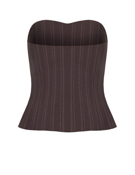 Top bustier rayé à bretelles avec boutons dorés Rinascimento