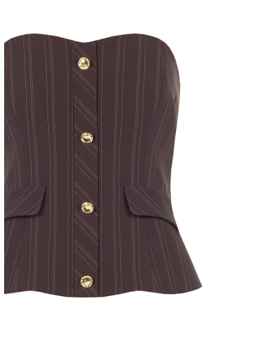 Top bustier rayé à bretelles avec boutons dorés Rinascimento