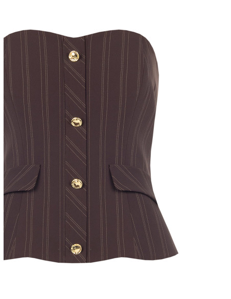 Gestreepte bandeautop in corsetstijl met gouden knopen van Rinascimento