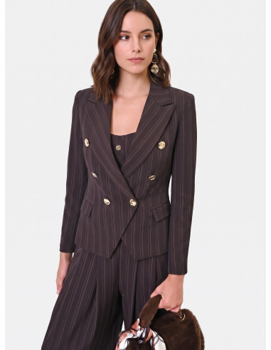 Veste blazer courte et cintrée à rayures multicolores Rinascimento