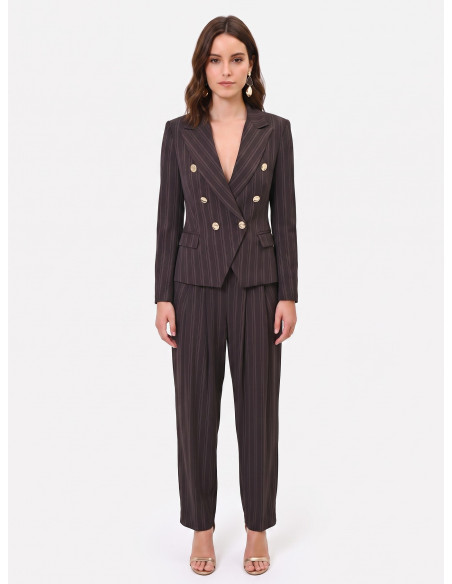 Veste blazer courte et cintrée à rayures multicolores Rinascimento