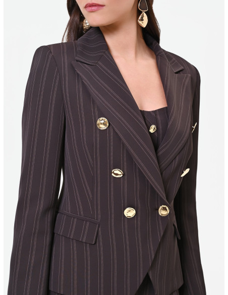 Veste blazer courte et cintrée à rayures multicolores Rinascimento