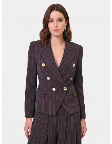 Veste blazer courte et cintrée à rayures multicolores Rinascimento