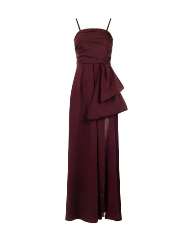 Robe longue évasée avec maxi nœud et tulle au niveau de la fente Rinascimento