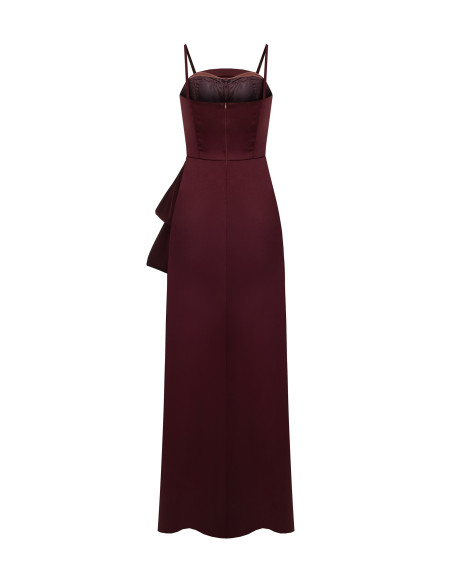 Robe longue évasée avec maxi nœud et tulle au niveau de la fente Rinascimento