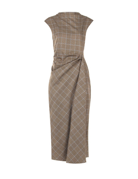 Robe midi fourreau à carreaux en polyviscose avec fronces sur un côté Rinascimento