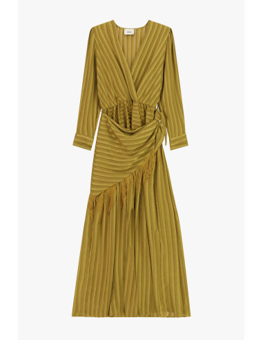 Robe longue croisée à franges et manches longues Dixie - Vestiti Fi...