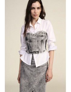 Top Bustier Corto Con Effetto Lavato E Cuciture Dixie - Vestiti Fir...