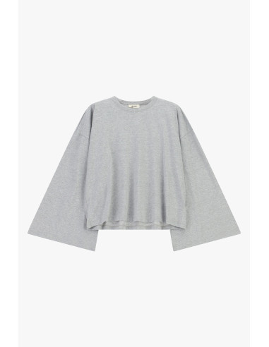 T-shirt ample à manches longues avec bas droit Dixie - Gris
