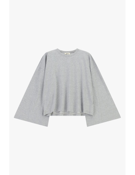 T-shirt ample à manches longues avec bas droit Dixie - Gris