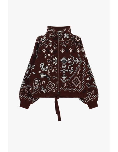 Vest met rits en paisley-jacquardpatroon Dixie - Bordeaux