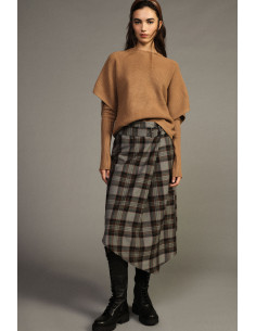 Jupe midi portefeuille avec ceinture et motif tartan Dixie - Vestit...